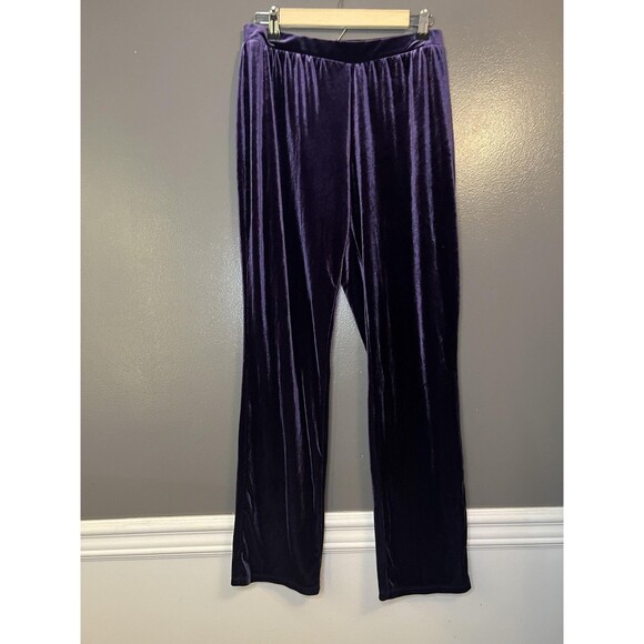 Ambrielle Pants Womens Medium Purple Velvet Velour Sleep Lounge Pull On Stretch - Picture 2 of 8